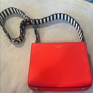 Henri Bendel Vibrant Red Crossbody Bag‎ with Striped Strap
